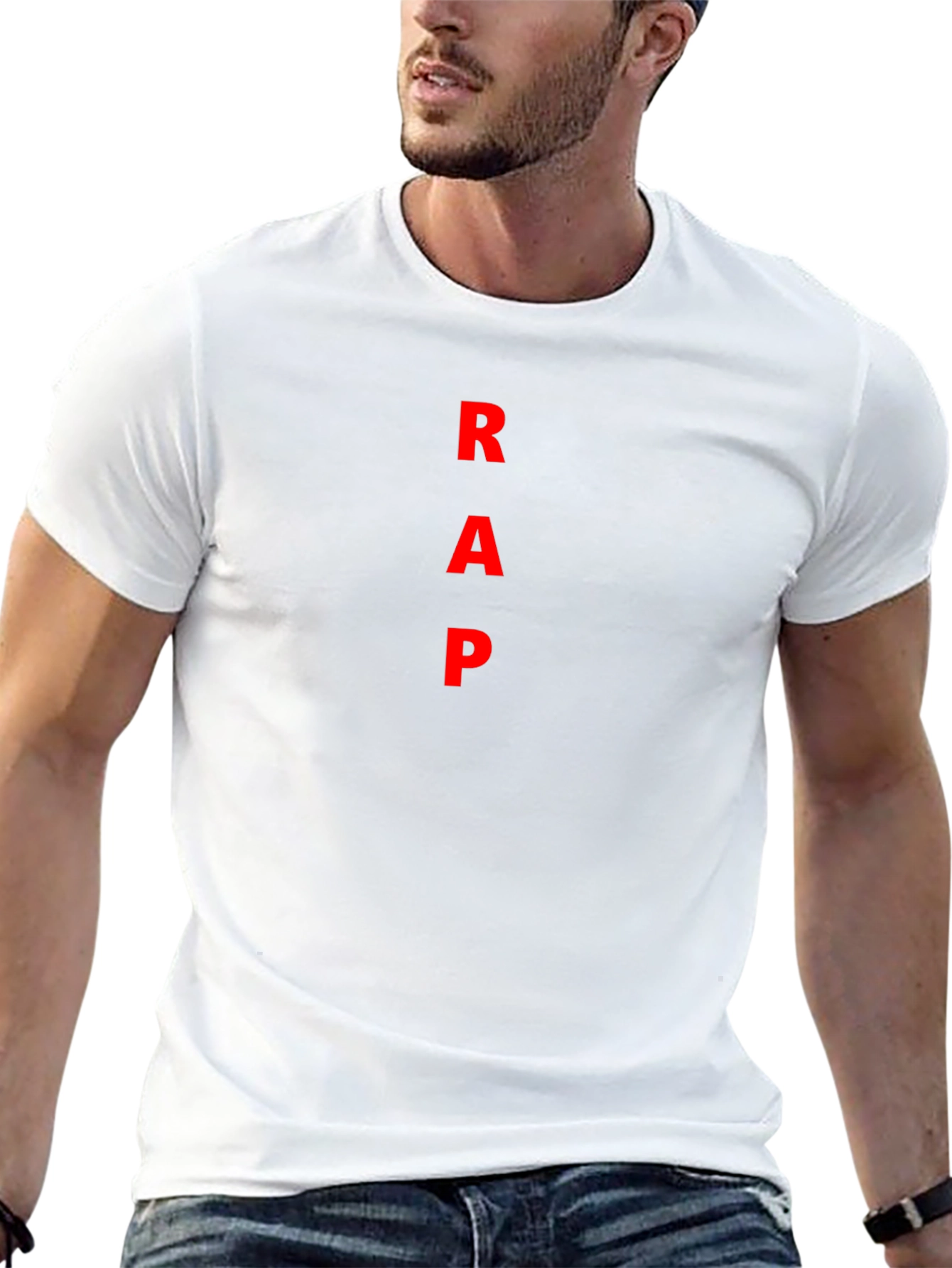 Mens Black T-Shirt with Red RAP Text
