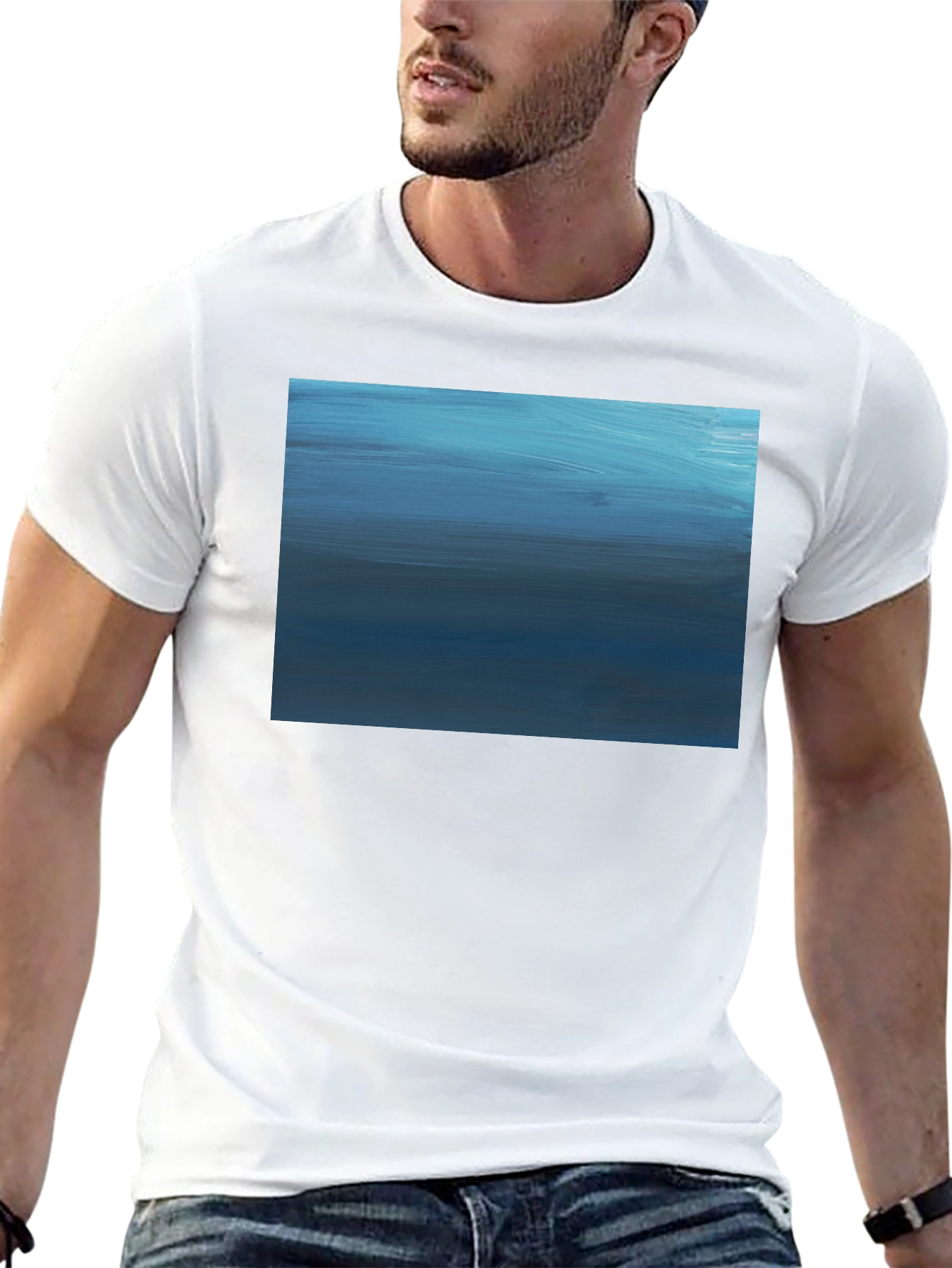 Abstract Blue Horizon Graphic Tee