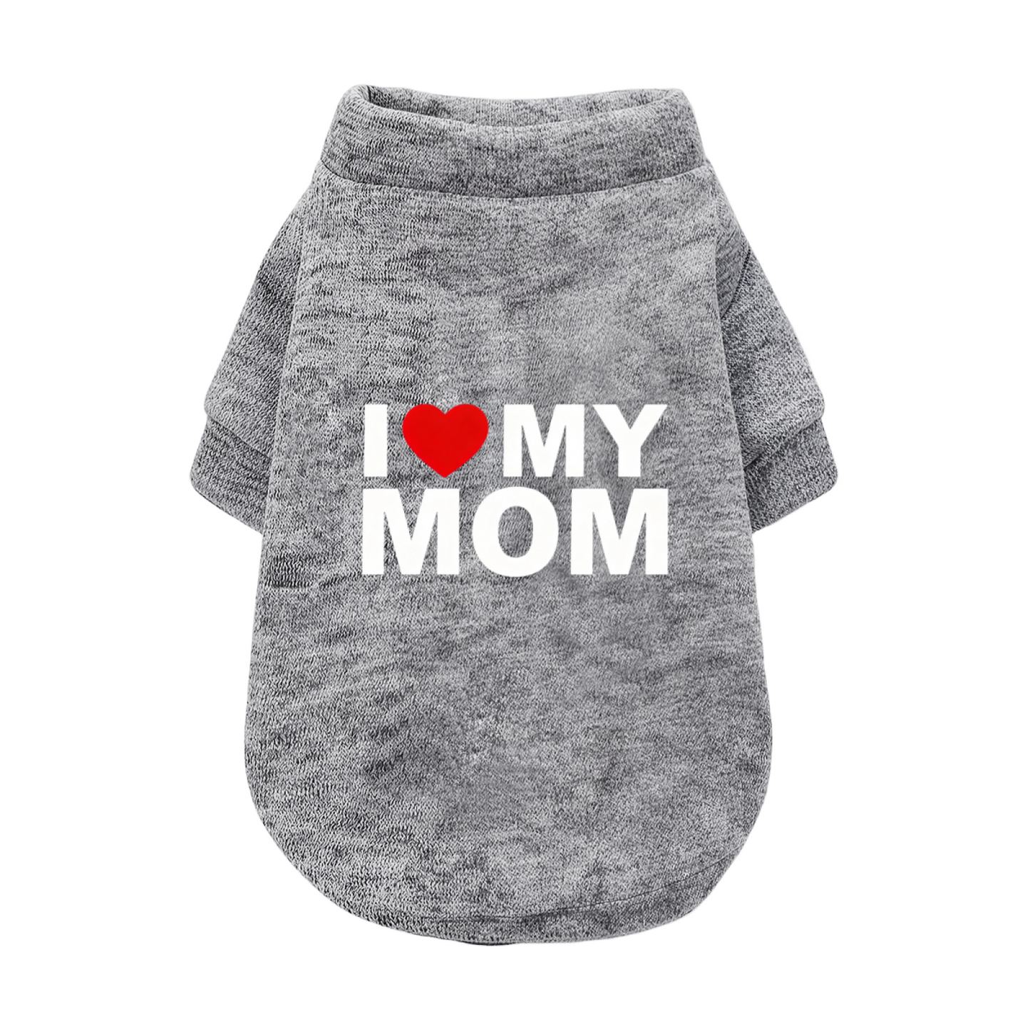 Sweet I Love My Mom Heart Graphic Puppy Cardigan Sweater For Fur Baby