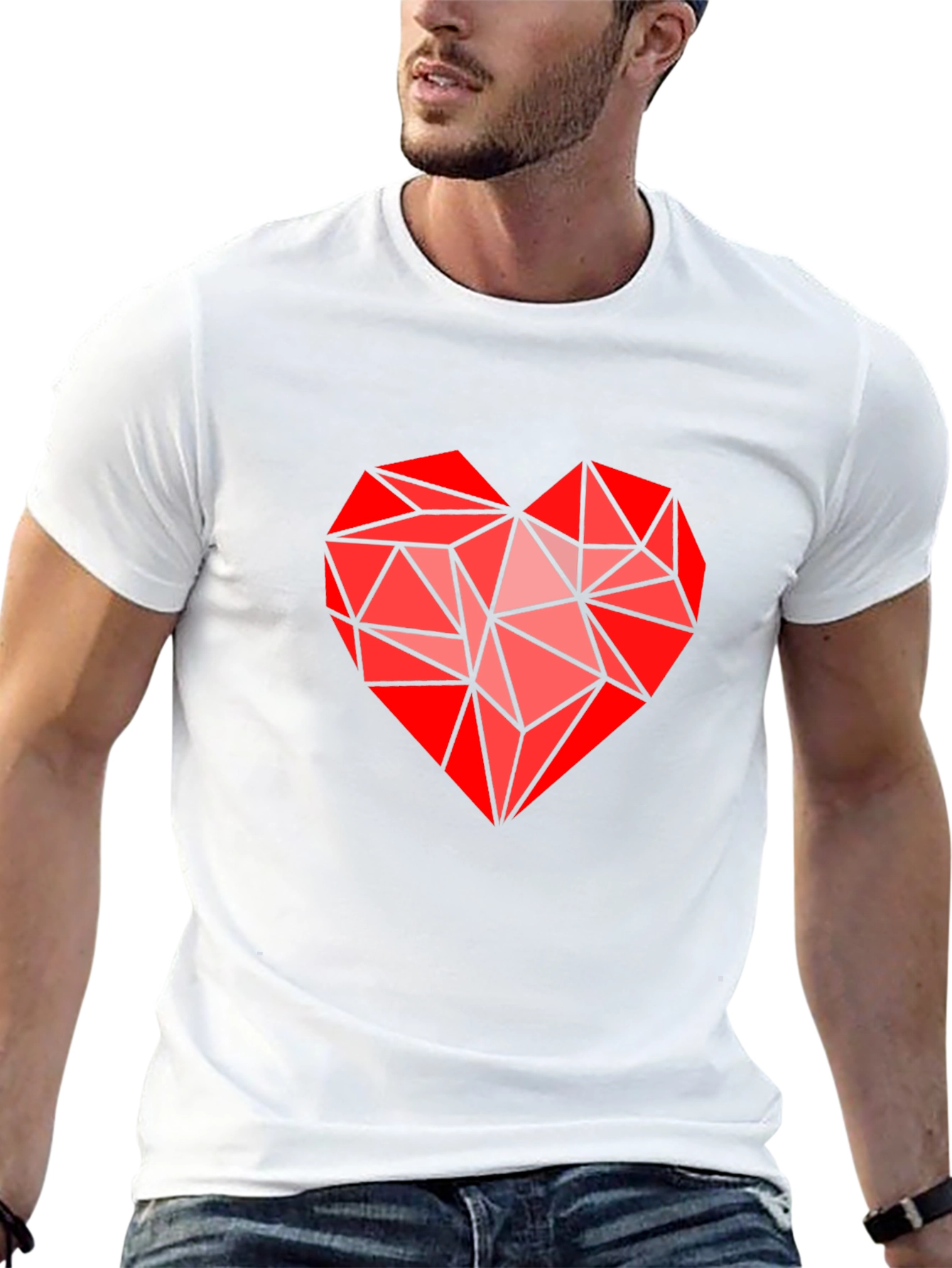 Geometric Heart Graphic Tee - Modern Love Statement Shirt