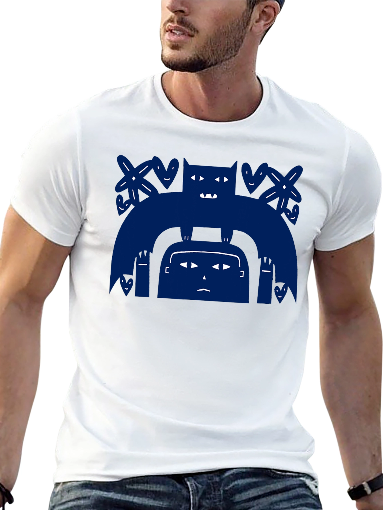 Monster Graphic Black Cotton T-Shirt