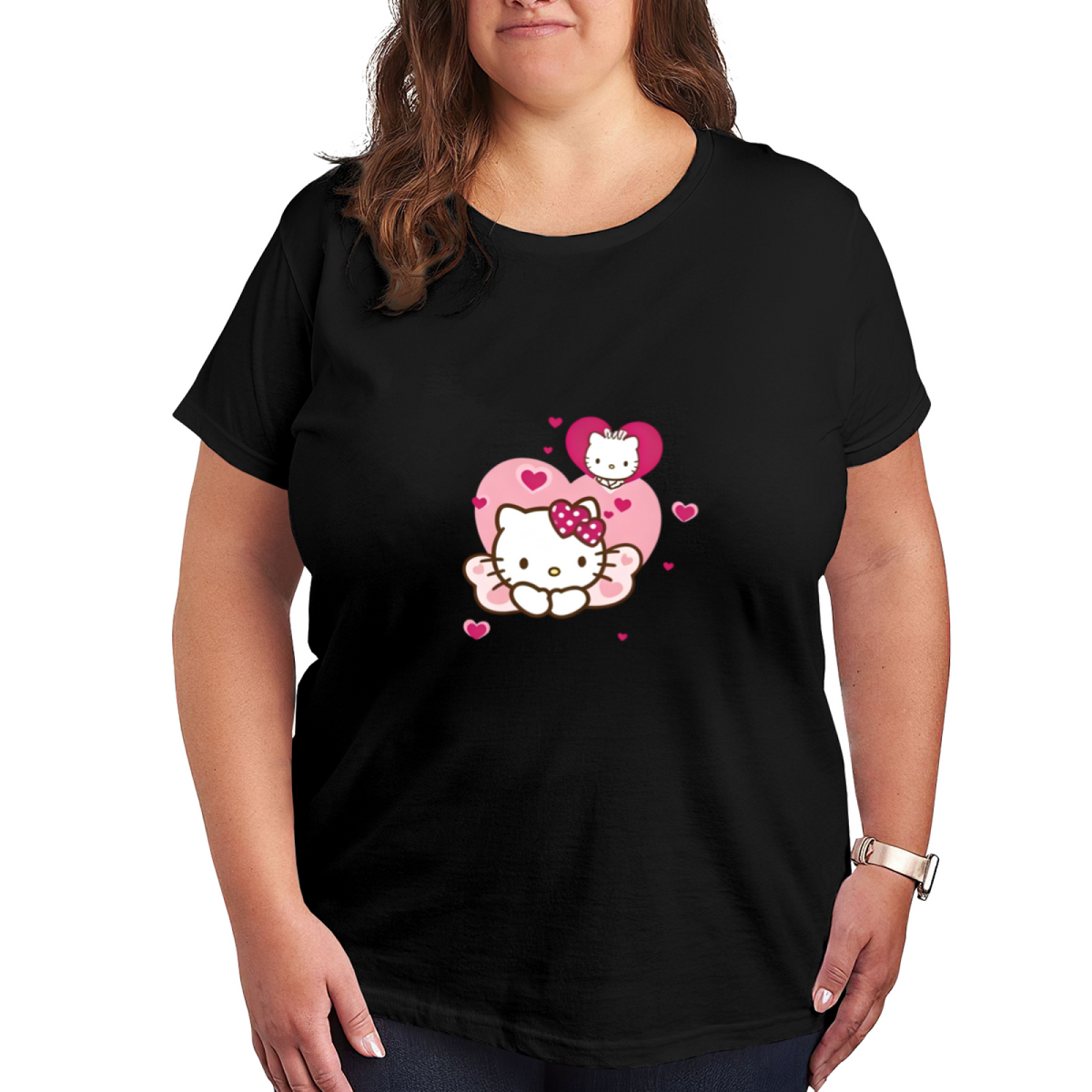 Angel Wing Heart Hello Kitty Sweet Romantic Plus?Size Women Tee