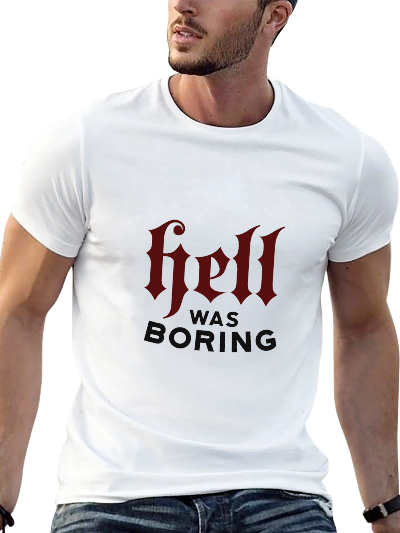 Hell Was Boring Graphic T-Shirt - Black