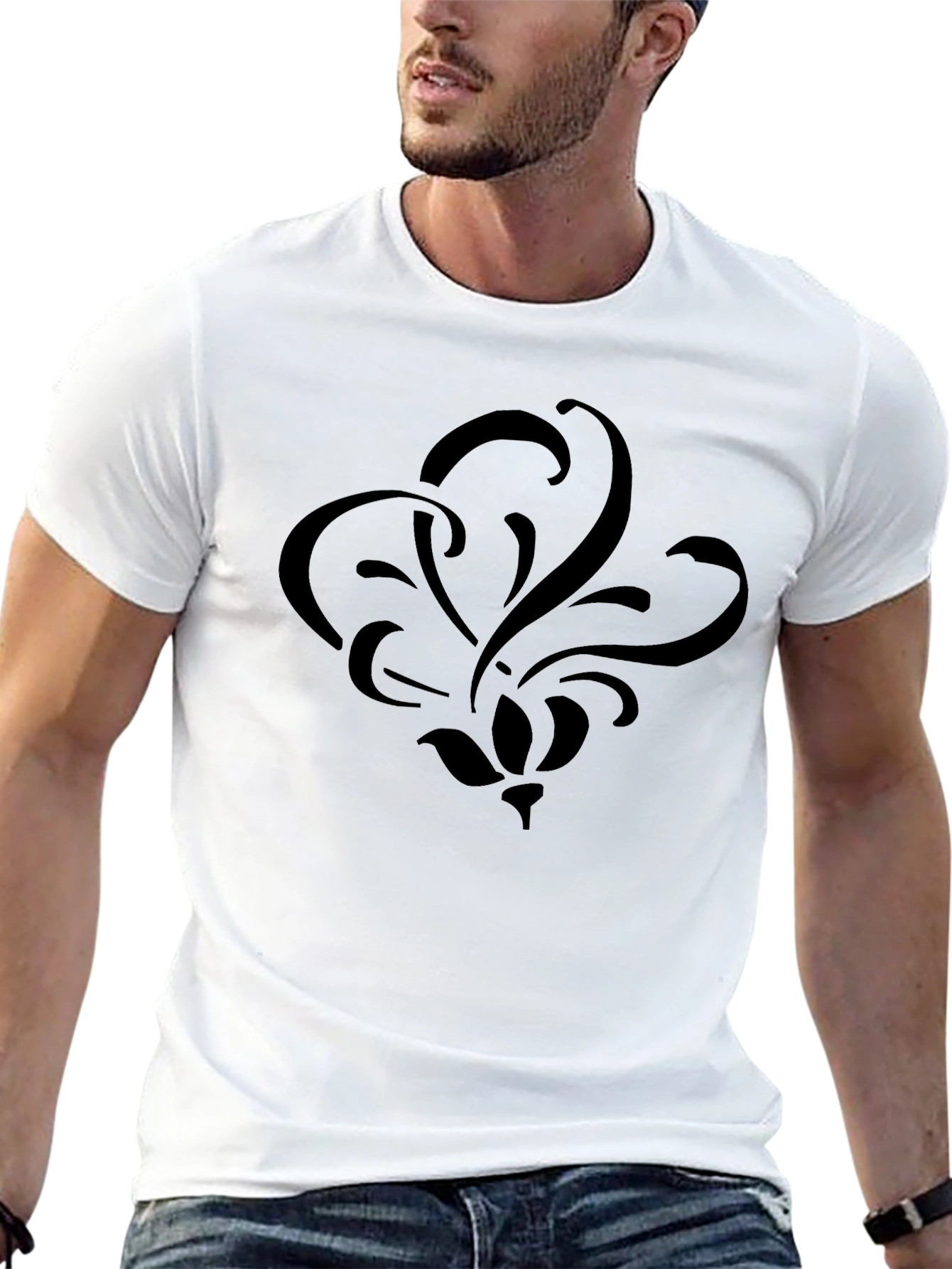 Elegant Black Floral Graphic T-Shirt