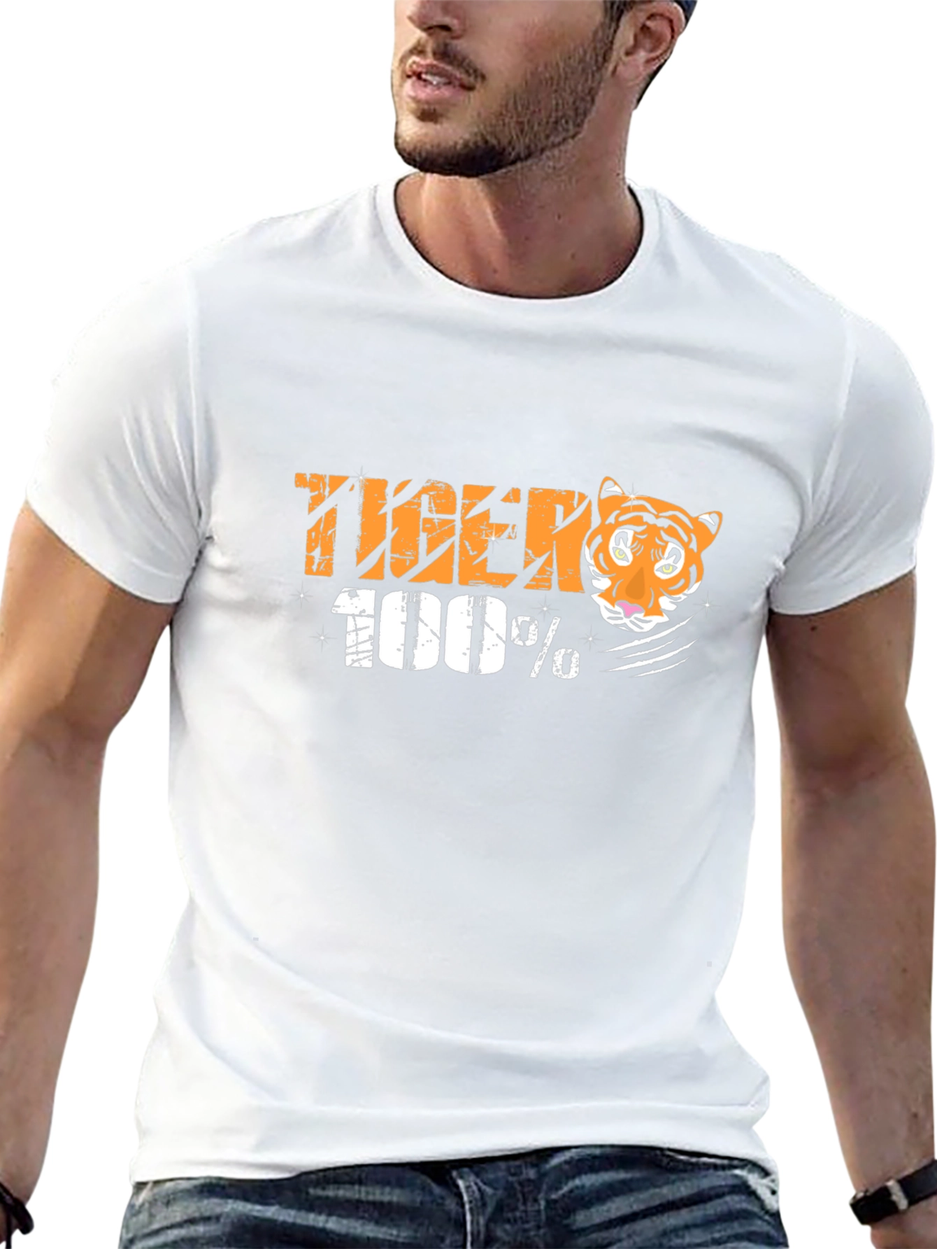 100% Tiger Graphic T-Shirt - Unisex Cotton Tee