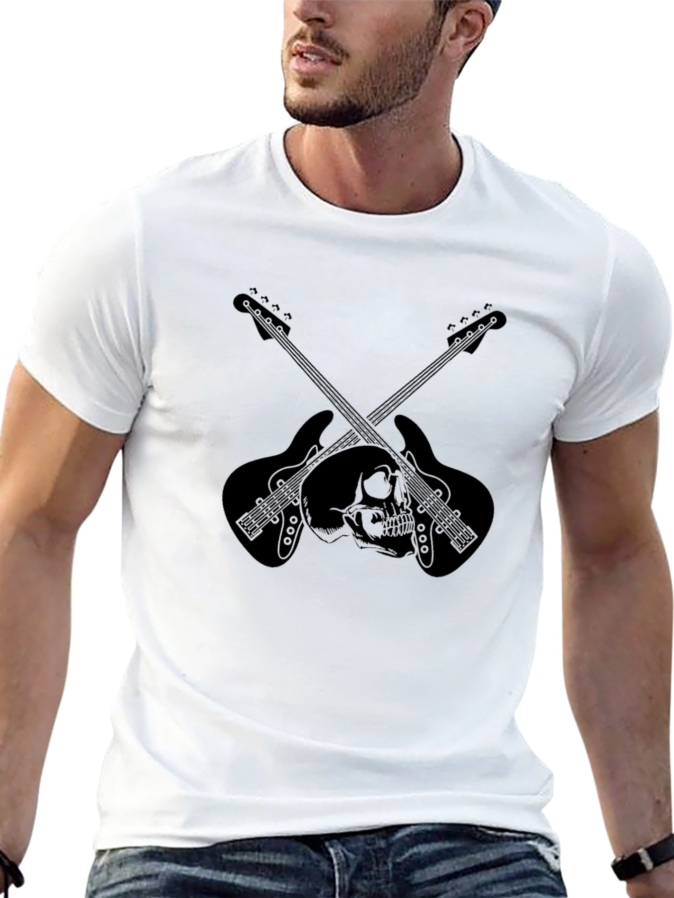 Skull & Guitar Graphic Tee - Rocker Style