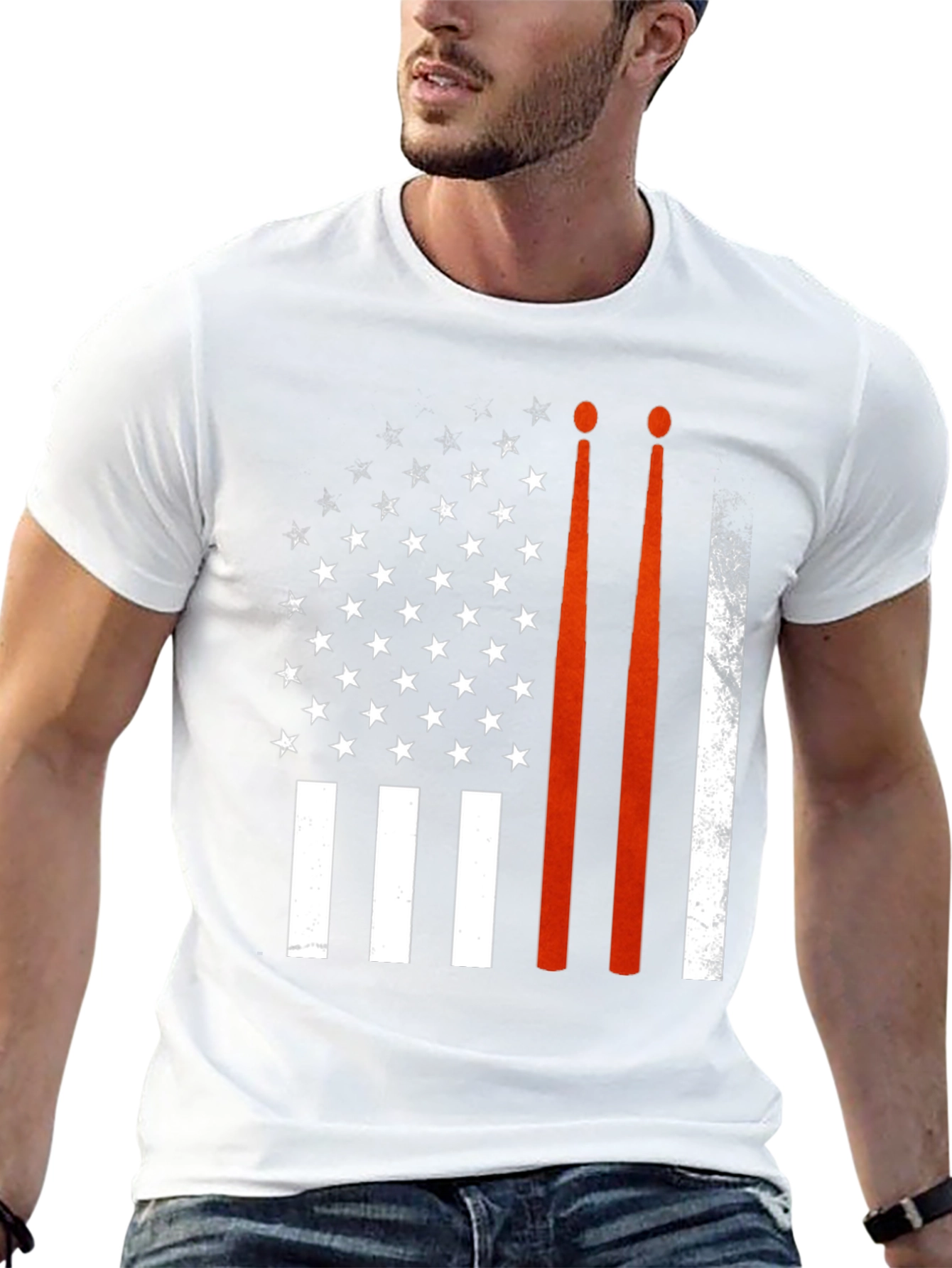 Drummer American Flag Graphic Tee