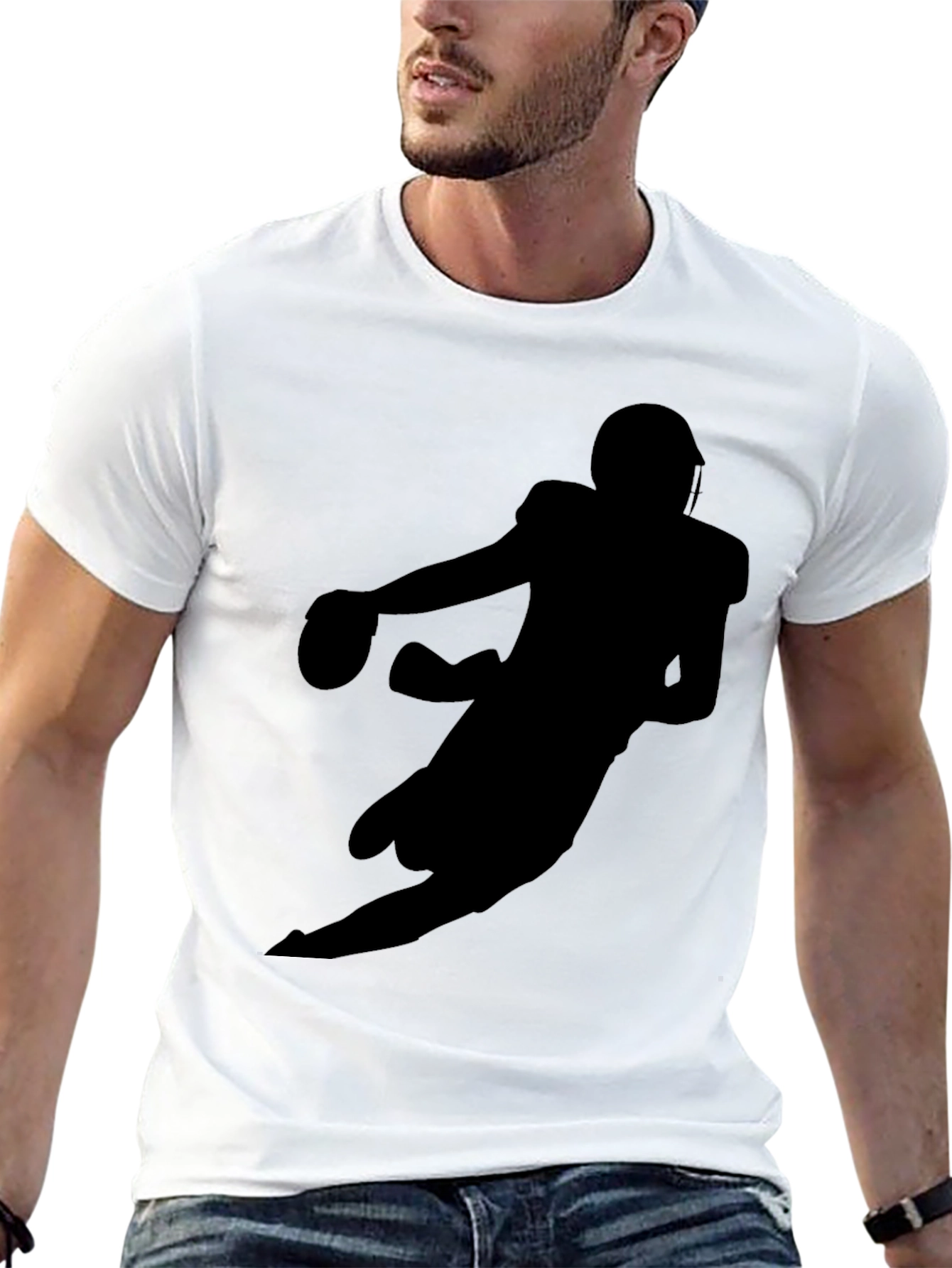 Football Silhouette Black T-Shirt