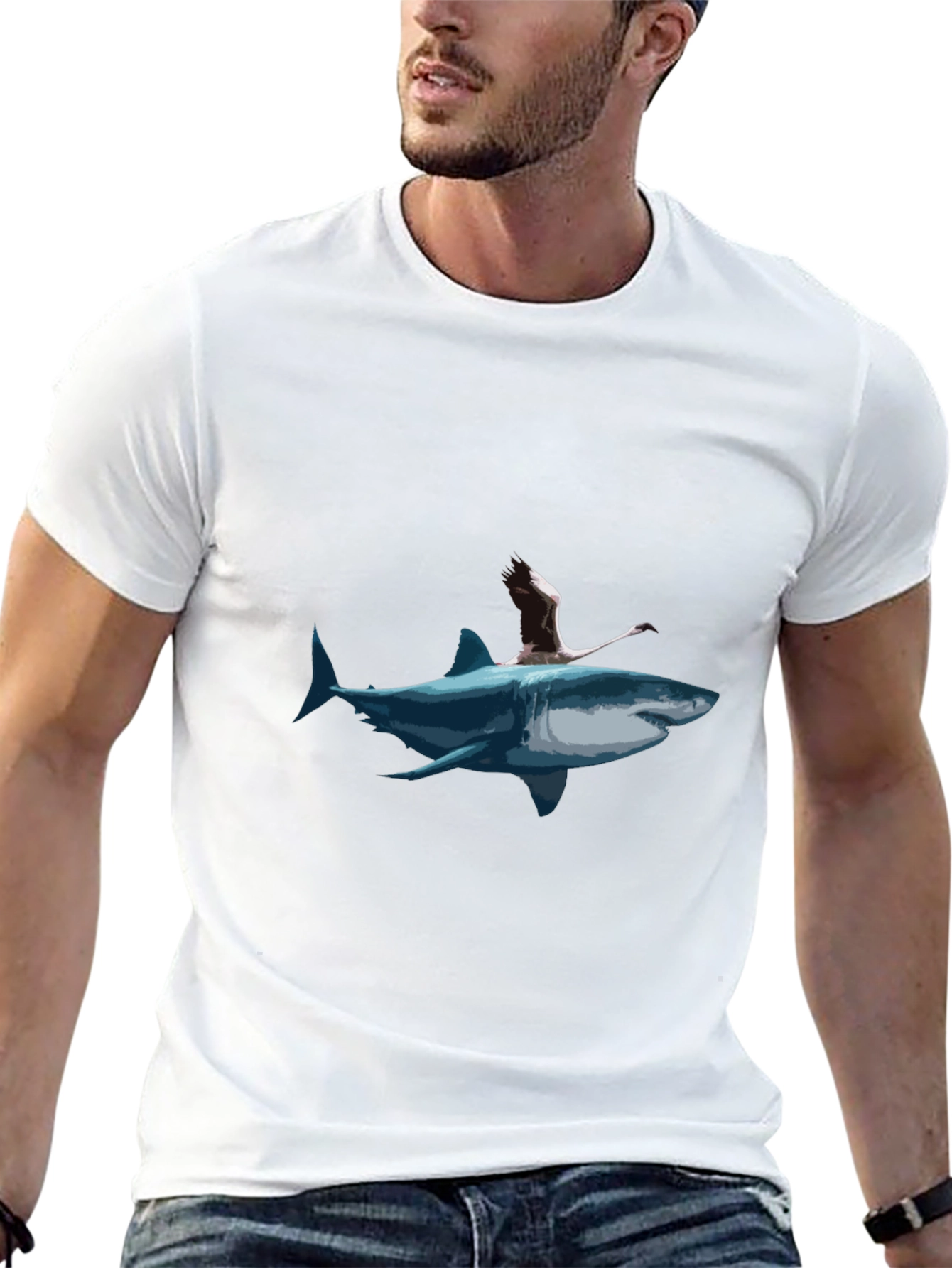 Shark Rider Graphic Tee - Unique Art T-Shirt