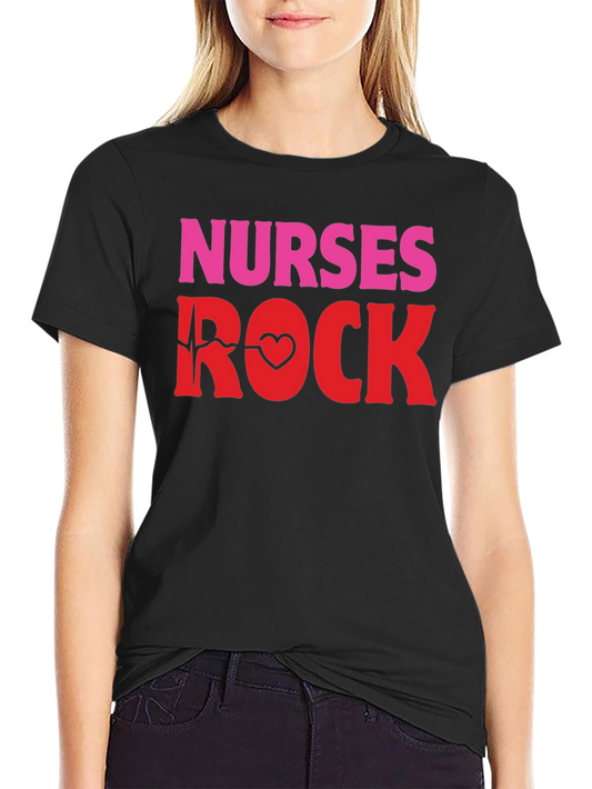 Nurses Rock Graphic Tee - Heartbeat Design
