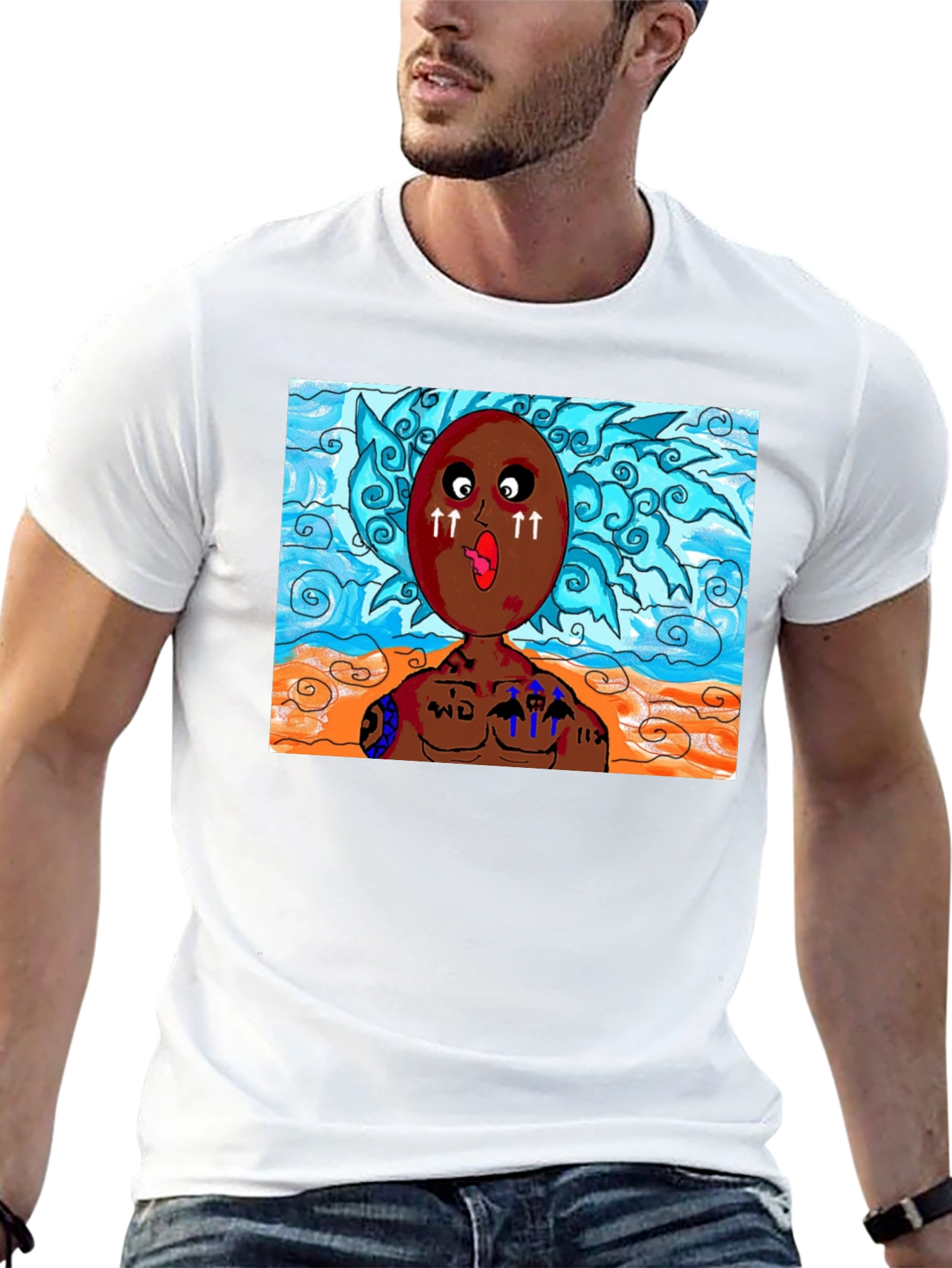 Unique Cartoon Graphic Black T-Shirt