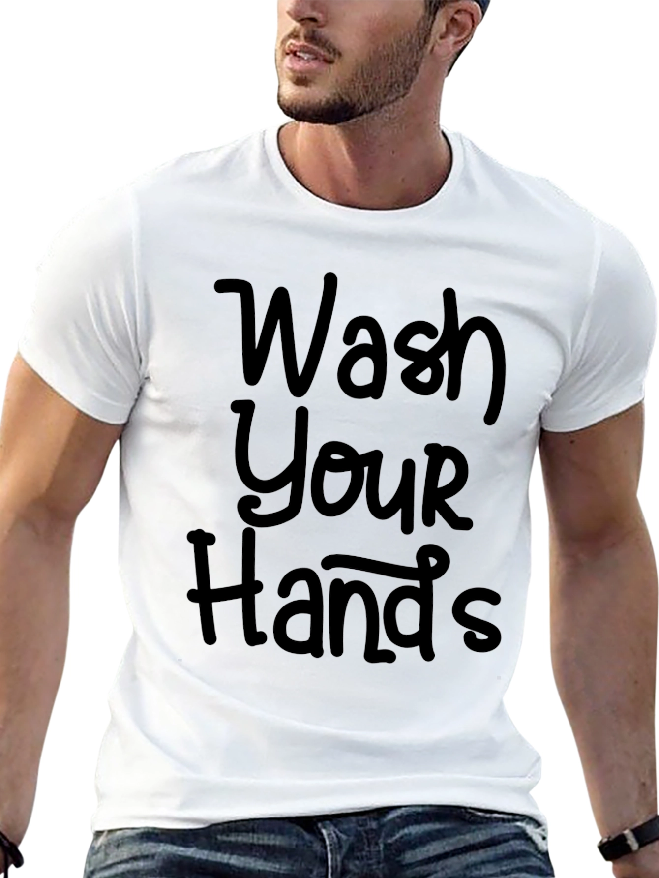 Wash Your Hands Black Crewneck T-Shirt