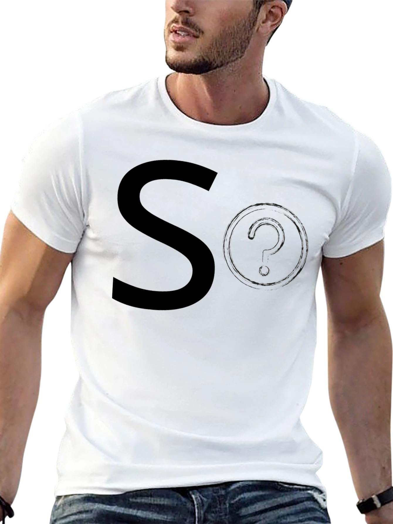 Mens Black So? Graphic T-Shirt