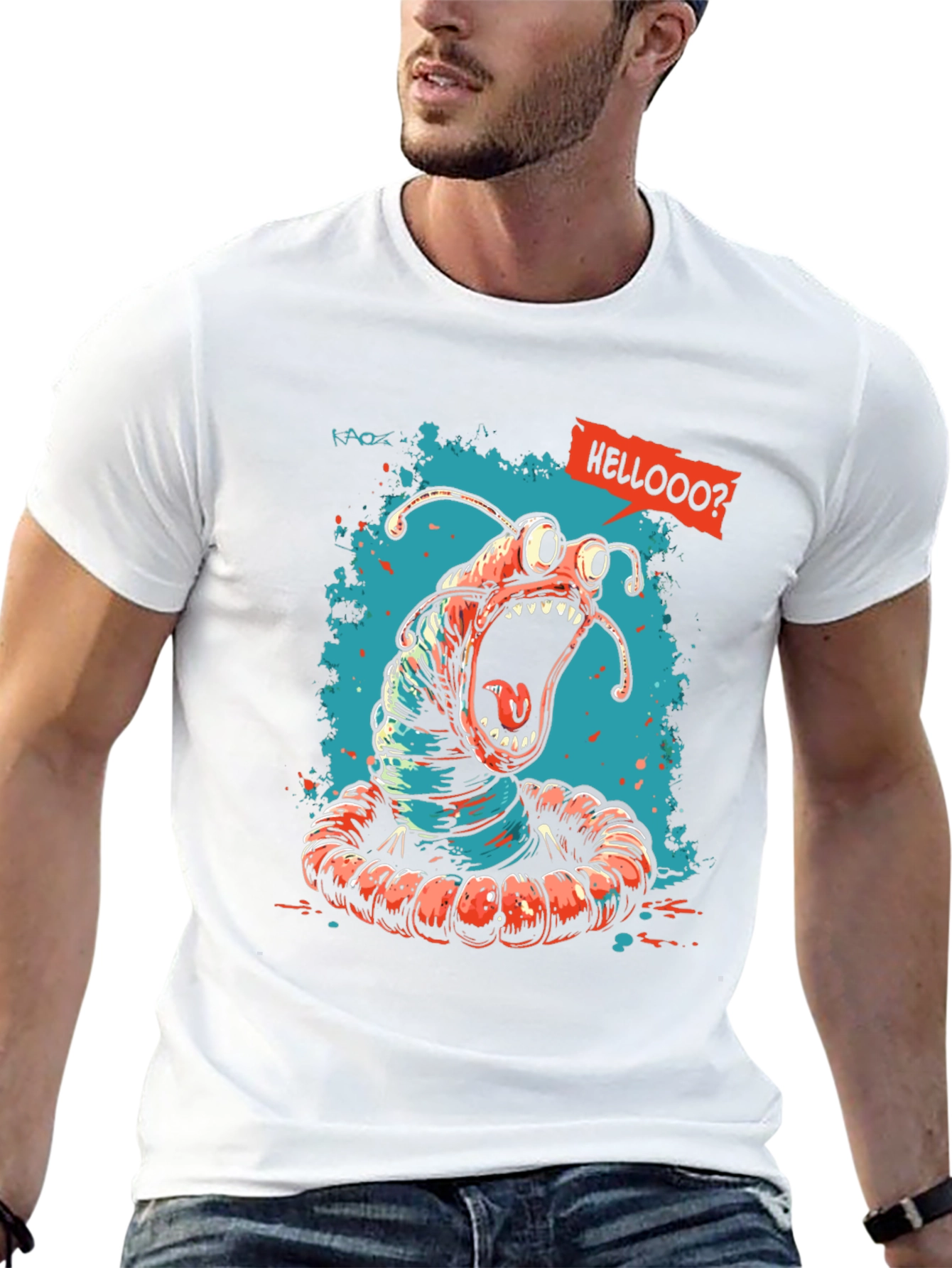 Screaming Worm Graphic Tee - Black Cotton T-Shirt