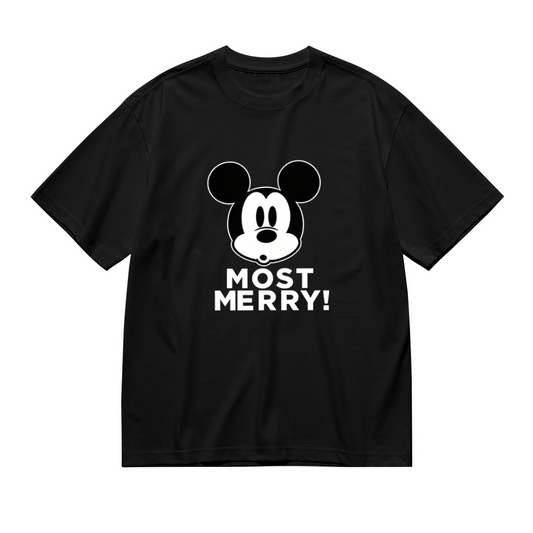 Retro Mickey Mouse Most Merry Plus Size Women Black T?Shirt