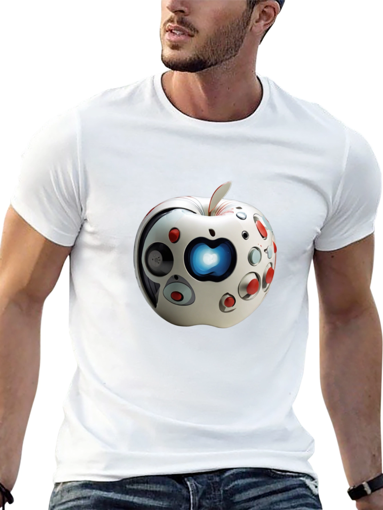 Futuristic Apple Graphic T-Shirt