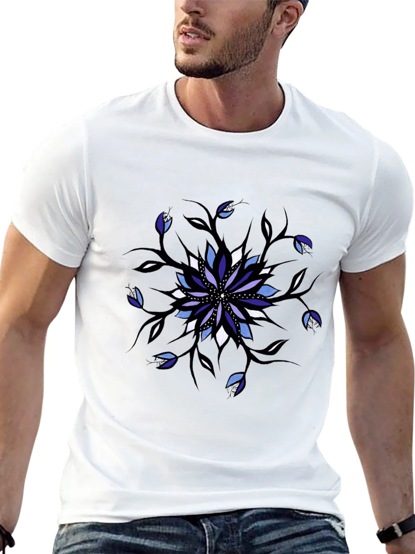 Floral Mandala T-Shirt - Black