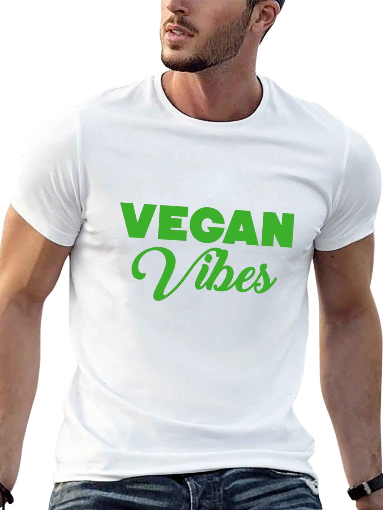 Vegan Vibes T-Shirt - Green Text on Black