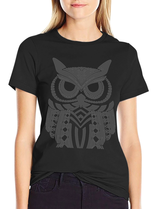 Owl Graphic Print Mens Black T-Shirt