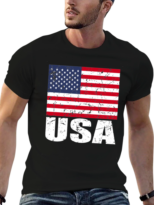 Distressed USA Flag Graphic Tee - Patriotic Pride