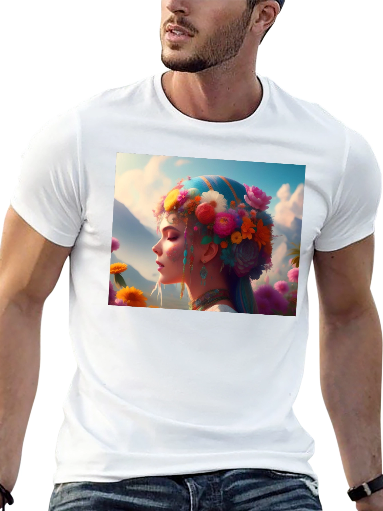 Floral Fantasy Graphic Tee - Unique Artistic Design