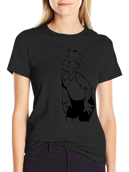Retro Cartoon Character Black T-Shirt
