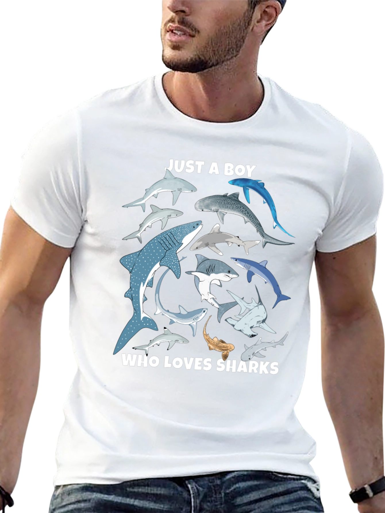 Shark Lover Boys Graphic T-Shirt - Black