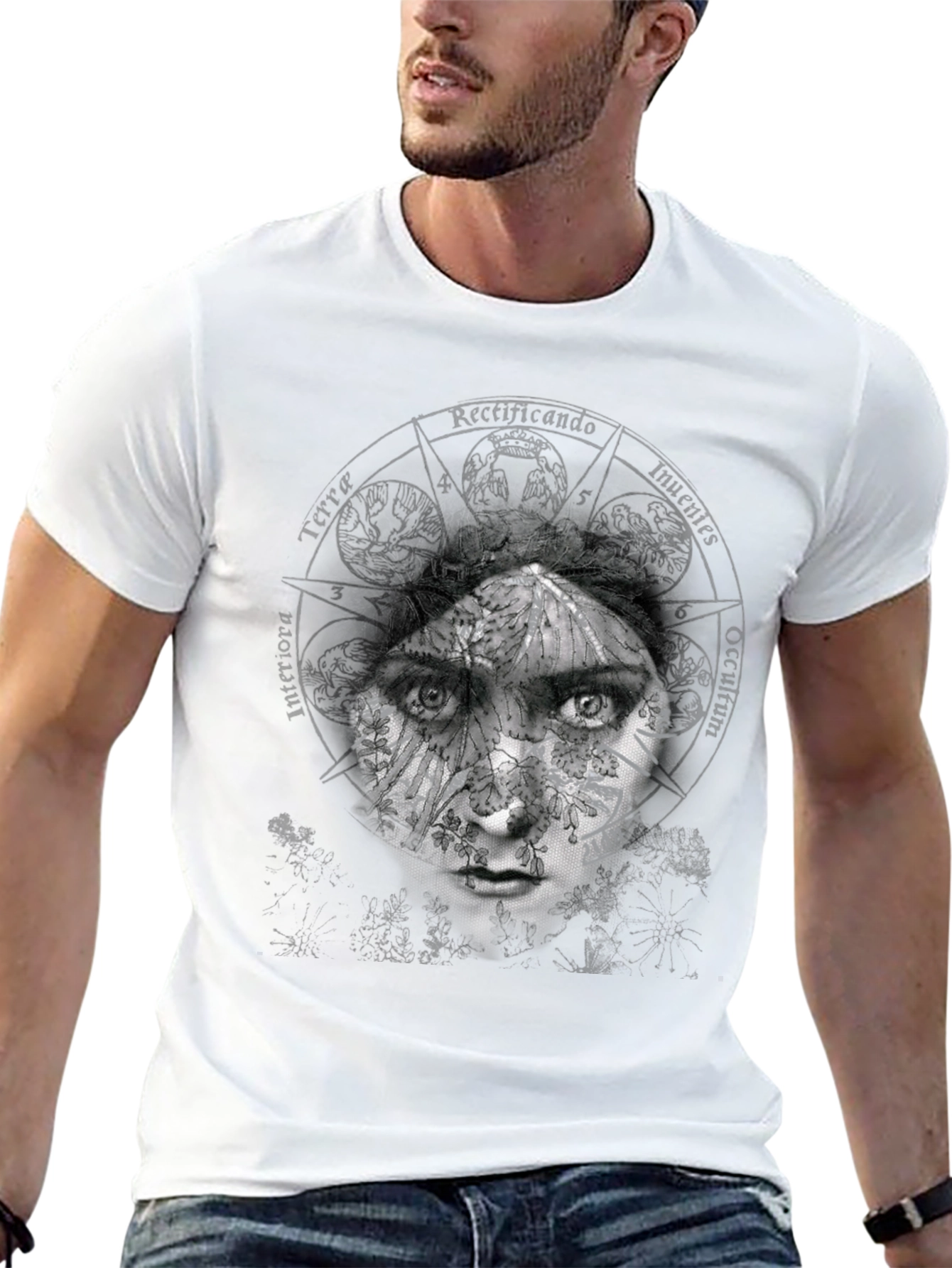 Abstract Face Graphic Print Crew Neck T-Shirt