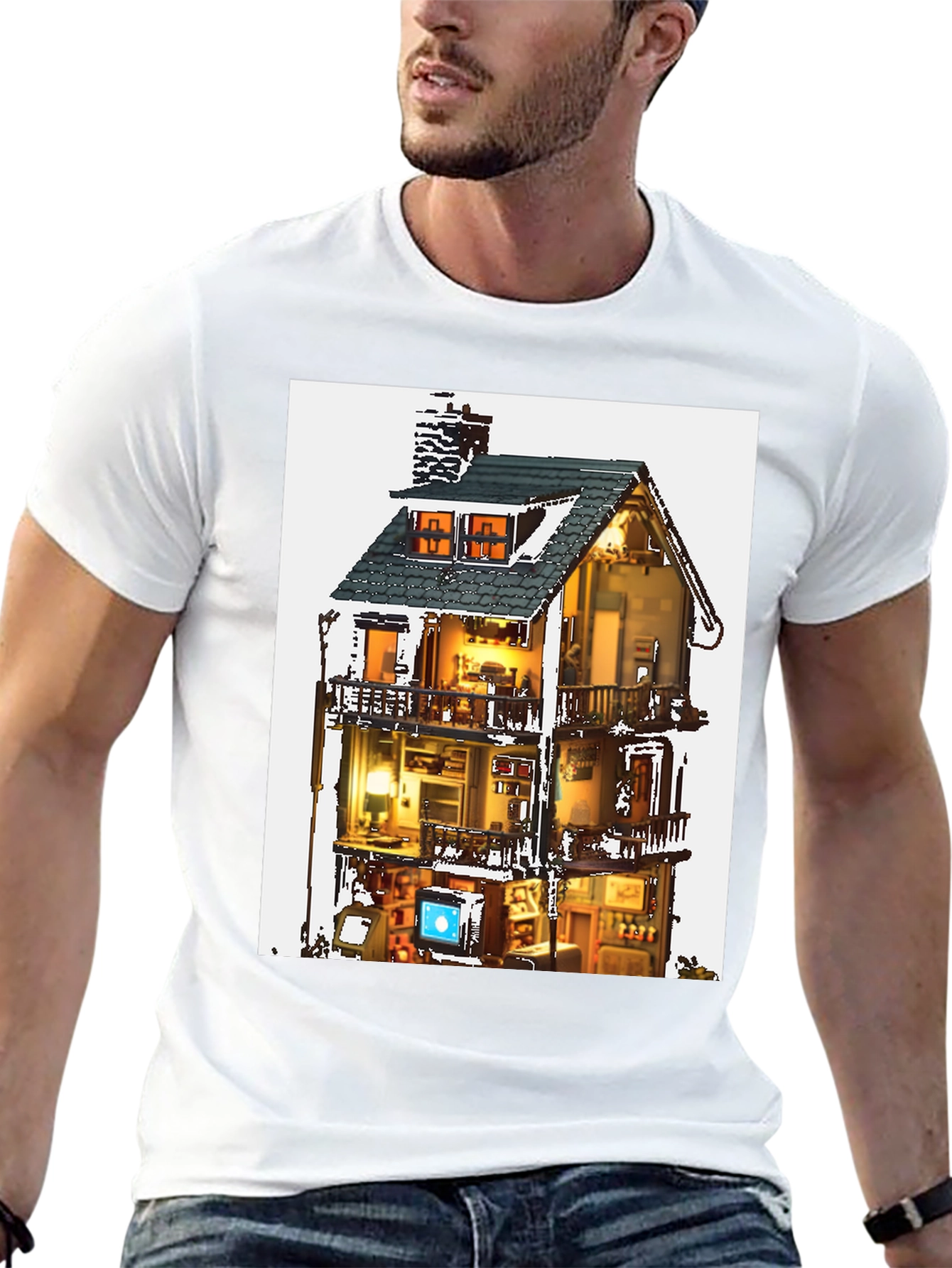Architectural Dollhouse Graphic Tee - Black