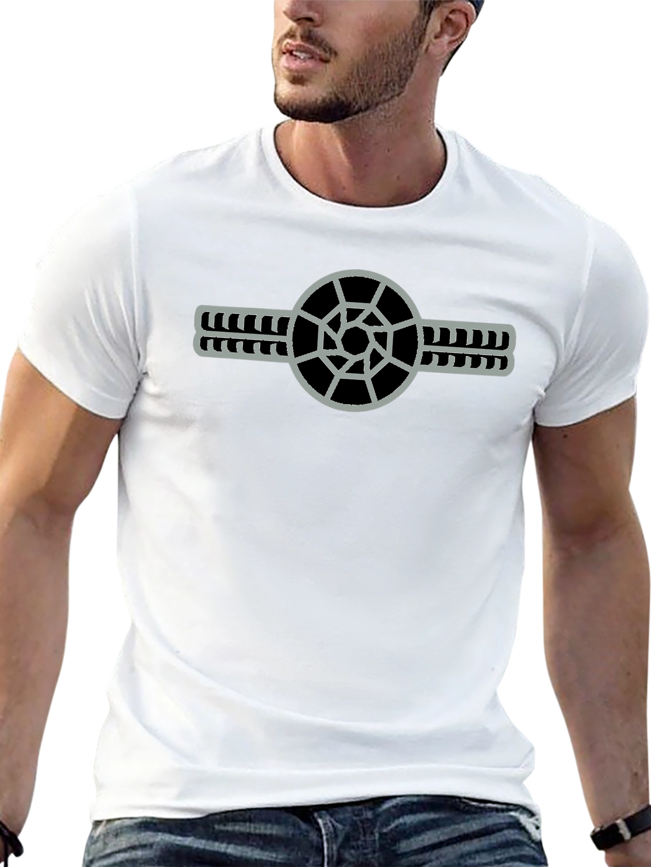 Geometric Circle Graphic Print Black T-Shirt