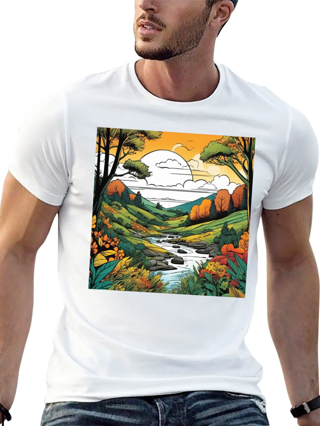 Nature River Black T-Shirt