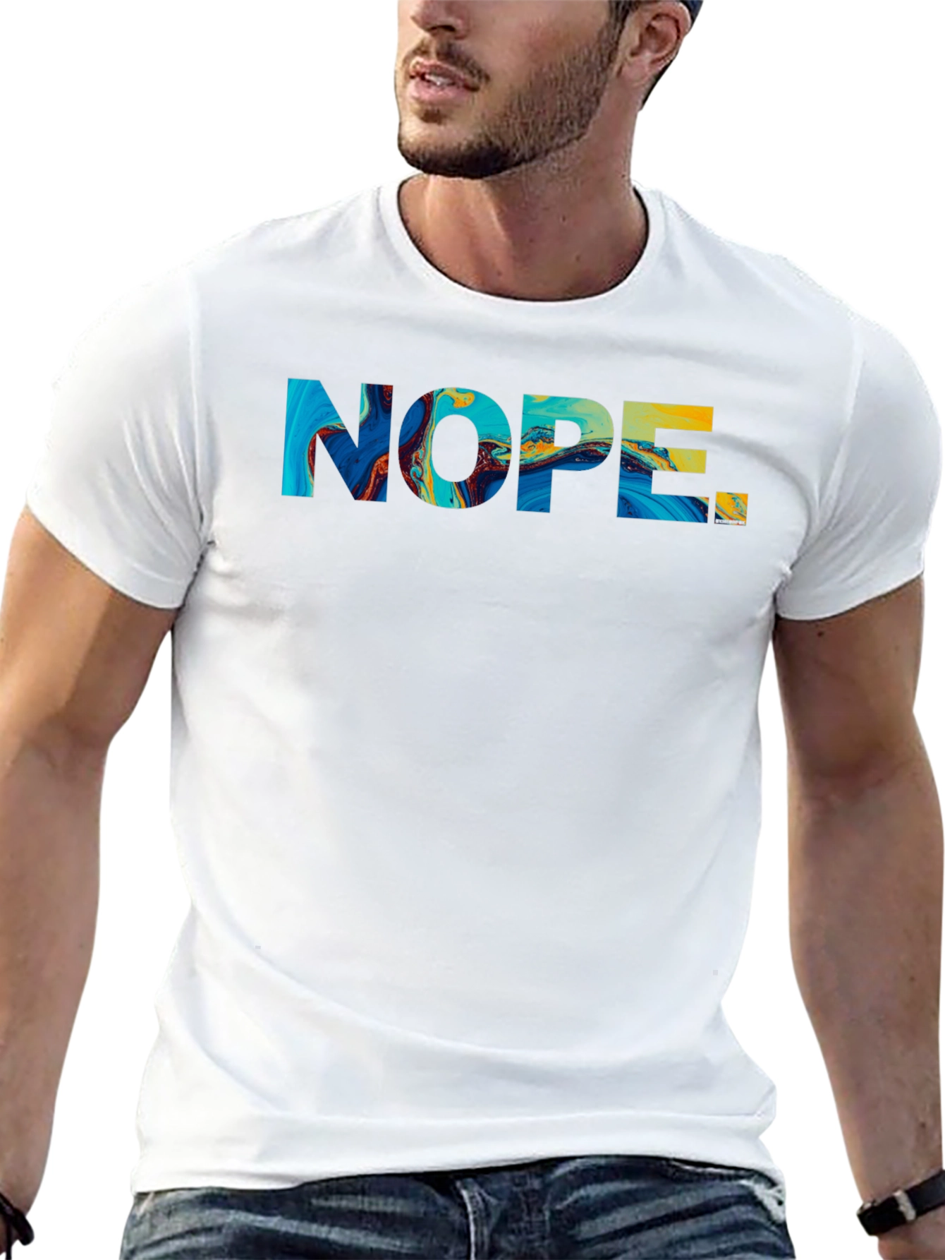 Nope Graphic Tee - Mens Black Cotton T-Shirt