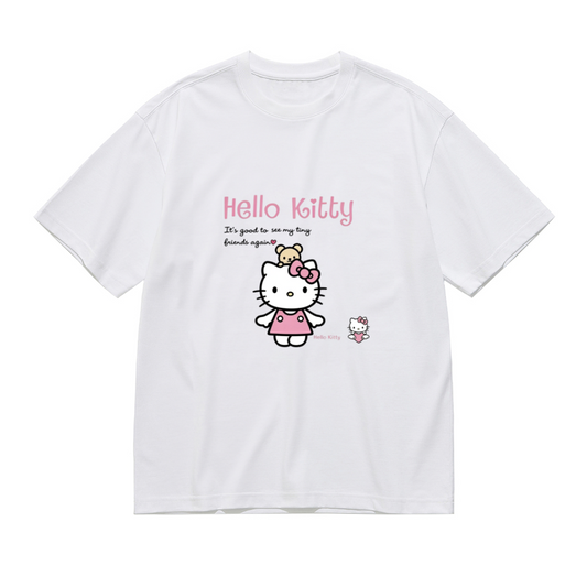 Adorable Hello Kitty With Tiny Bear Friend Plus?Size Casual Tee