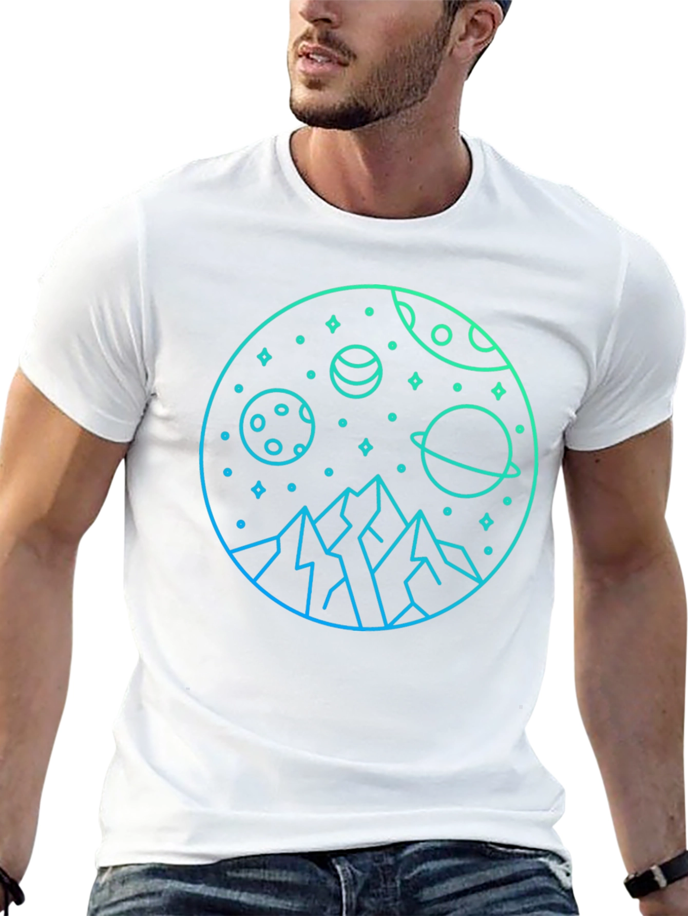 Cosmic Mountain Graphic T-Shirt - Black