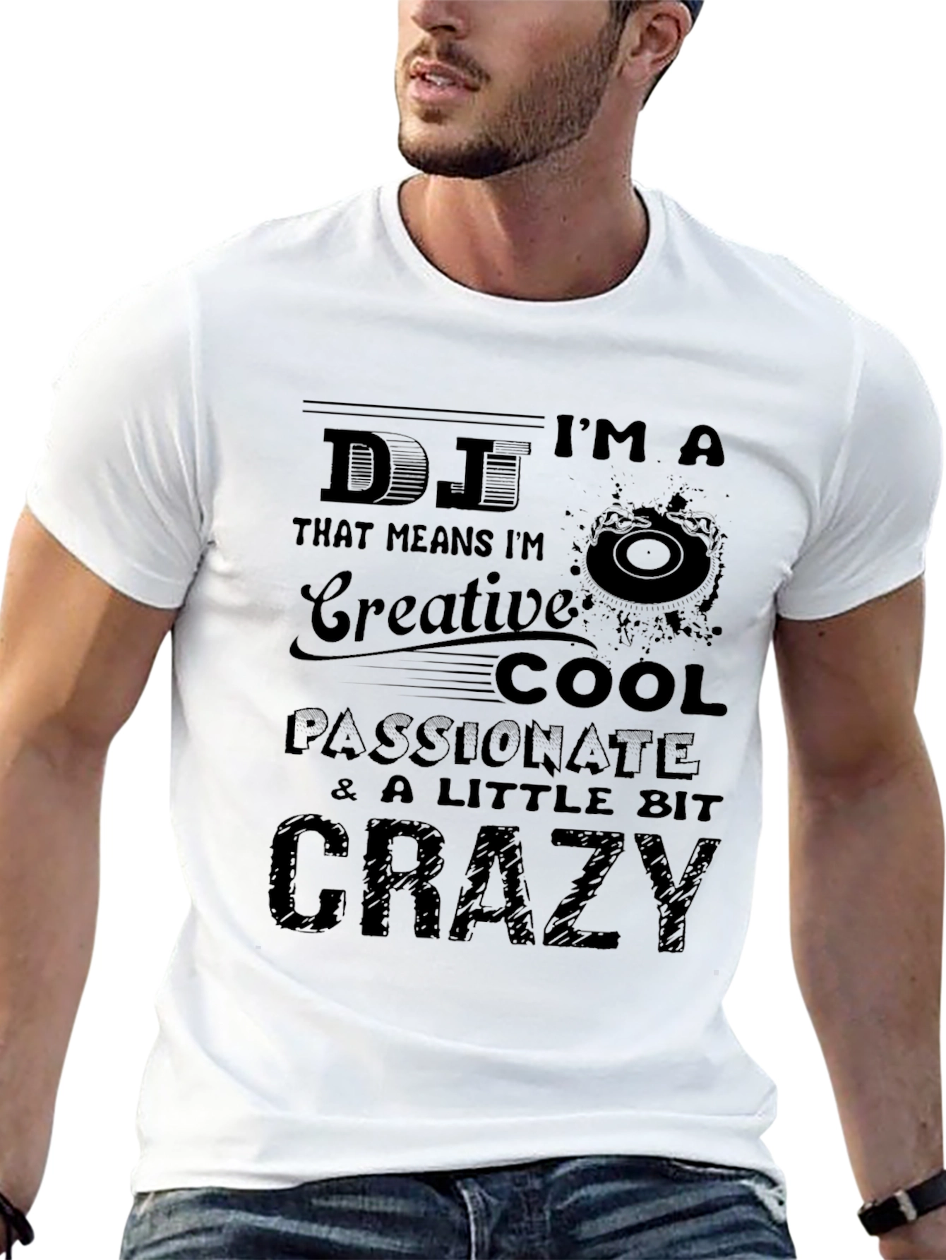 DJ Creative Crazy Black Graphic Tee