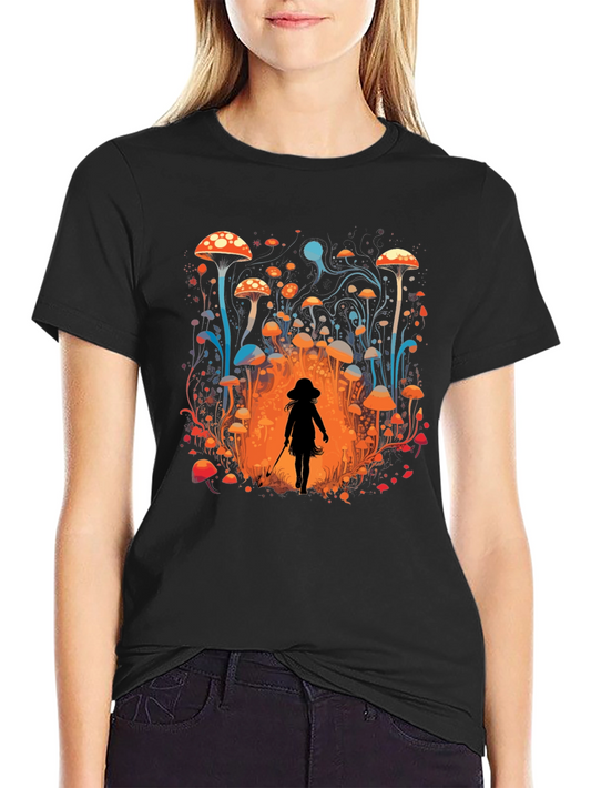 Mushroom Forest Graphic Tee - Black