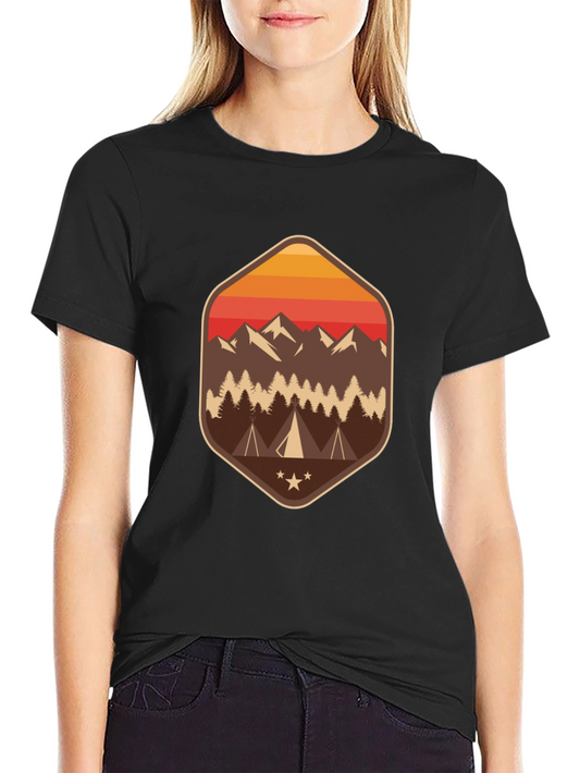 Mens Camping Adventure Graphic Tee - Black