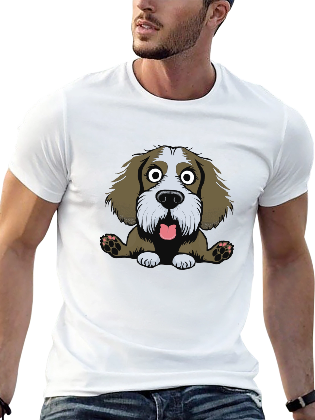 Funny Dog Cartoon Black T-Shirt