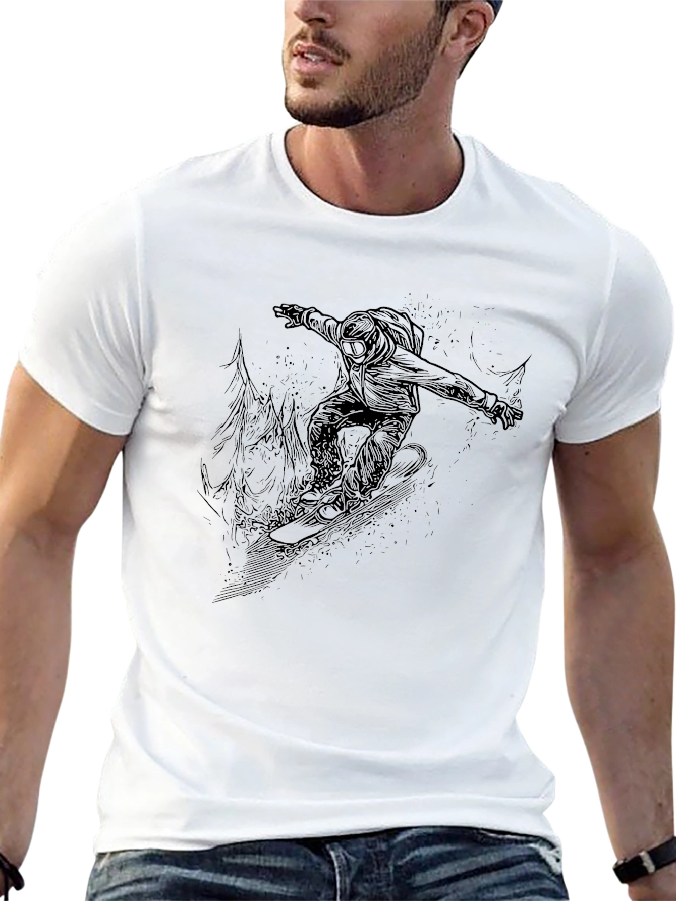 Snowboarder Graphic Black T-Shirt