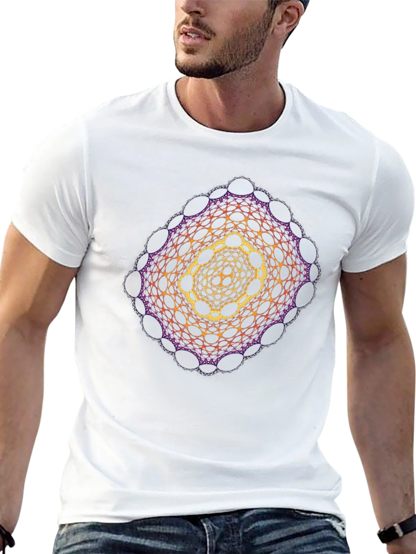 Geometric Mandala Print Black T-Shirt