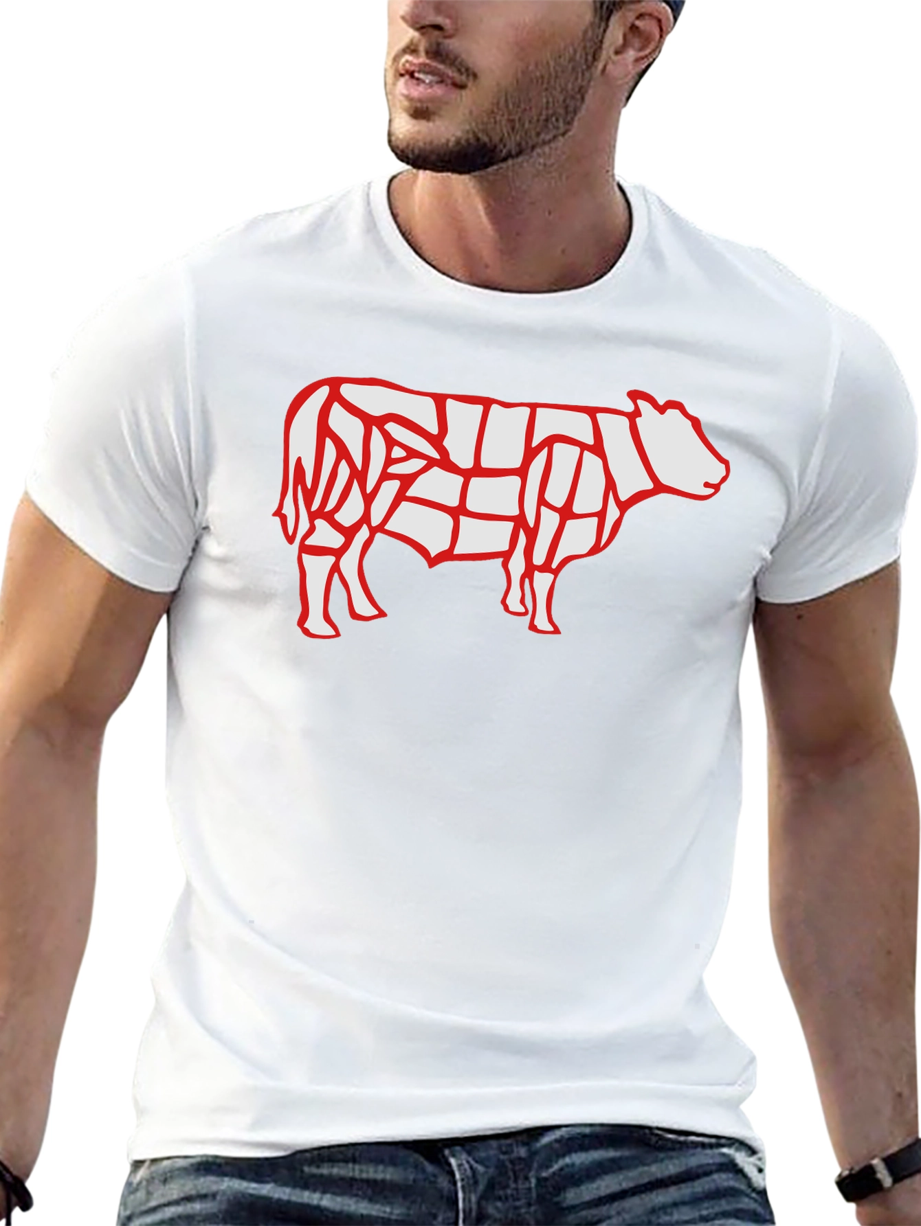 Butcher Chart Cow Graphic Tee - Black Cotton T-Shirt