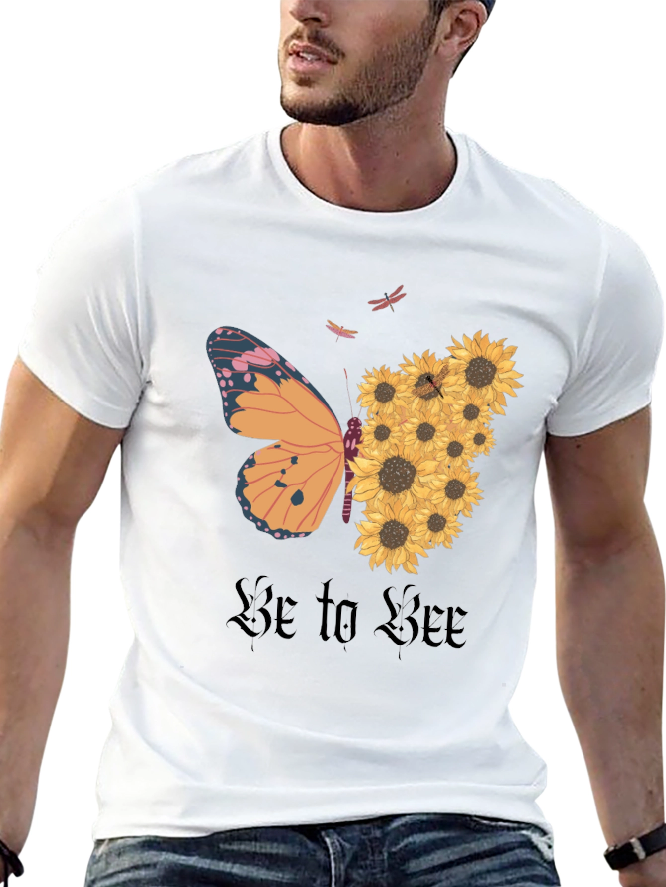 Butterfly Sunflower Graphic Tee - Nature Inspired T-Shirt