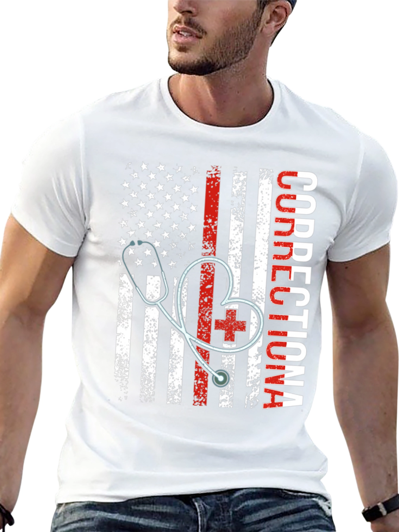Corrections Nurse American Flag Graphic Tee