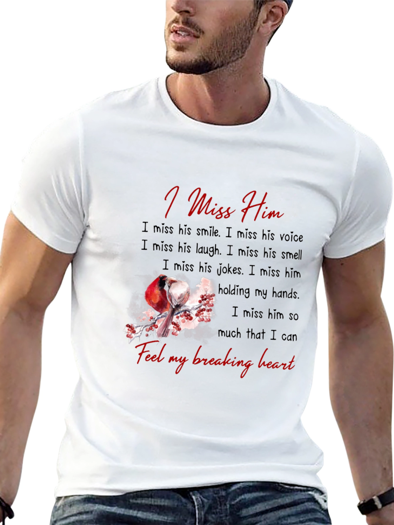 I Miss Him T-Shirt - Memorial Bird Design
