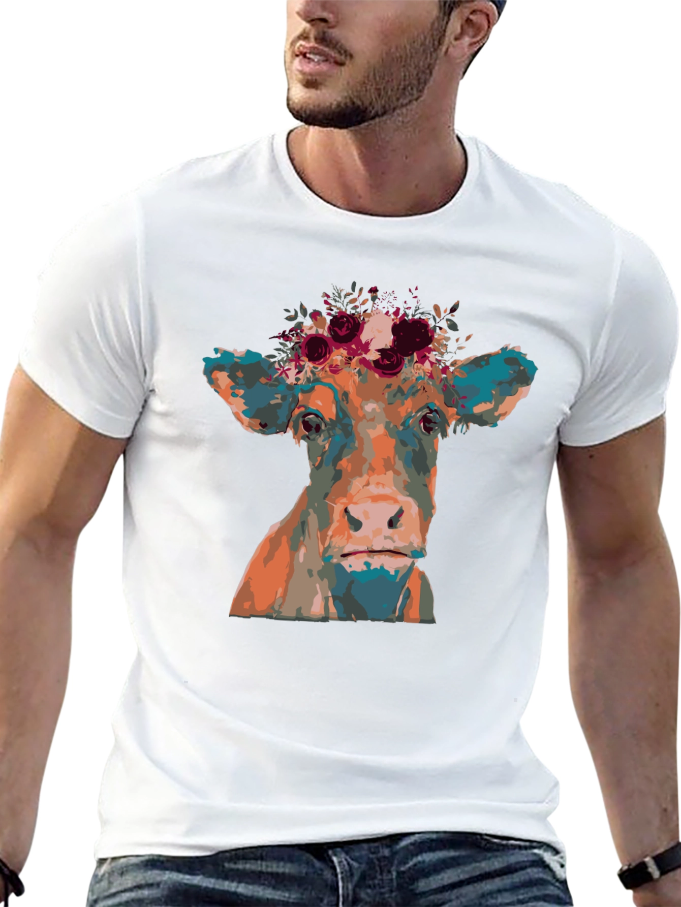Cow Floral Crown Graphic Tee - Unisex