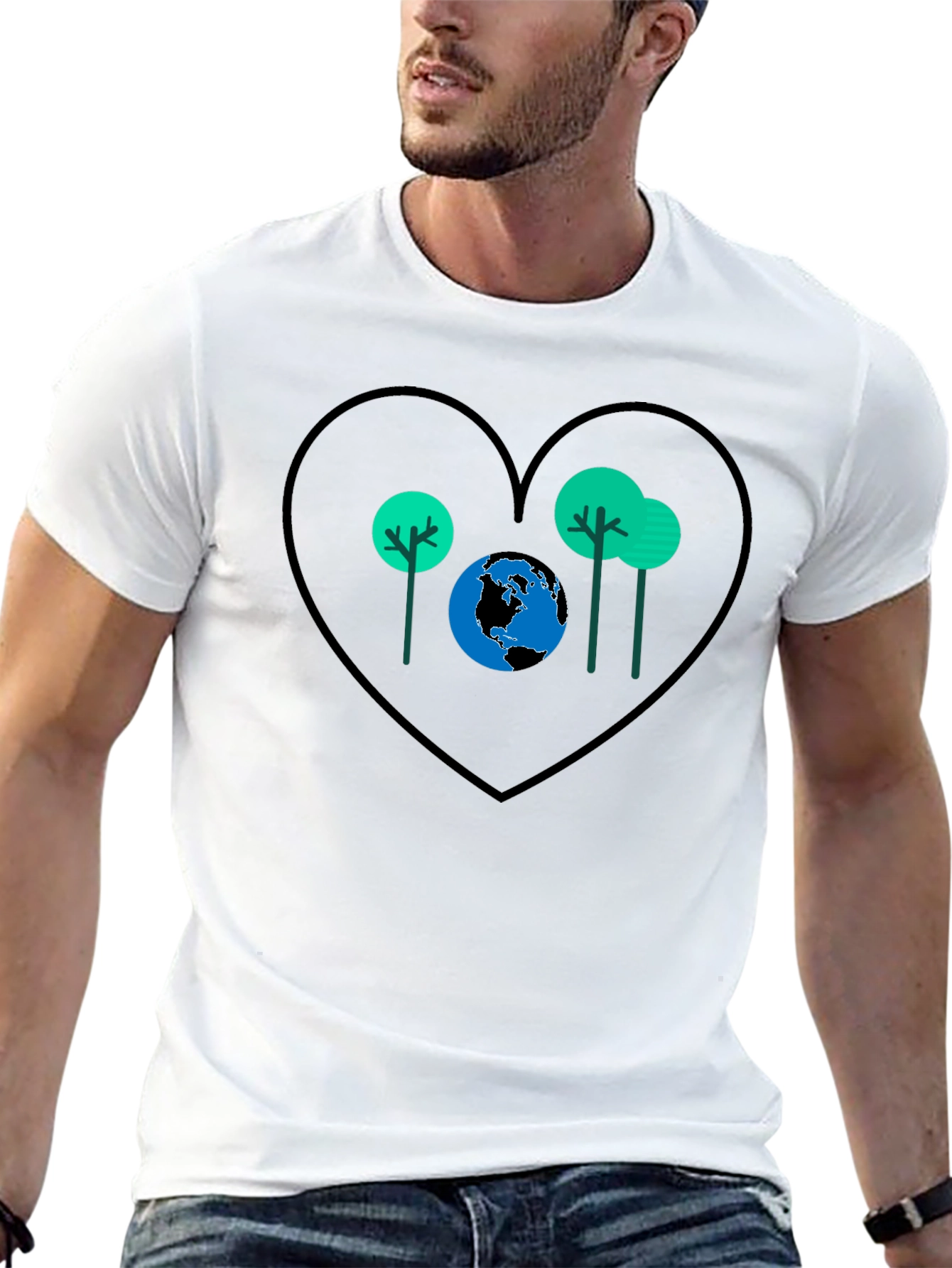 Earth Day Heart Tee: Eco-Friendly Graphic T-Shirt