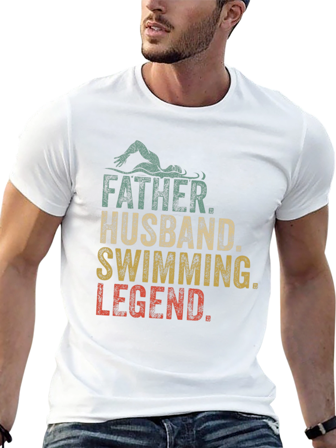 Father Husband Swimming Legend Graphic Tee