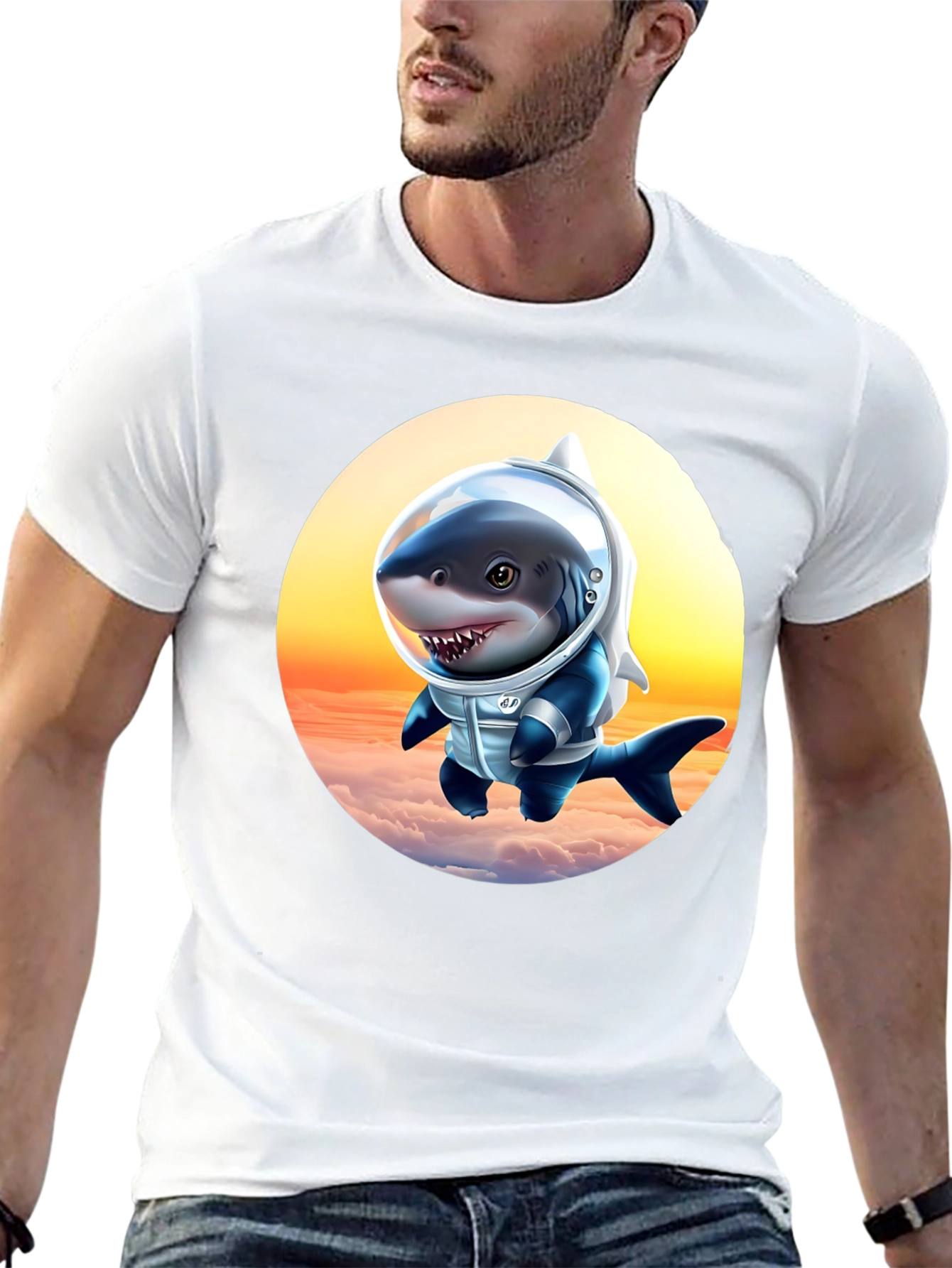 Shark Astronaut Graphic Tee - Space Adventure