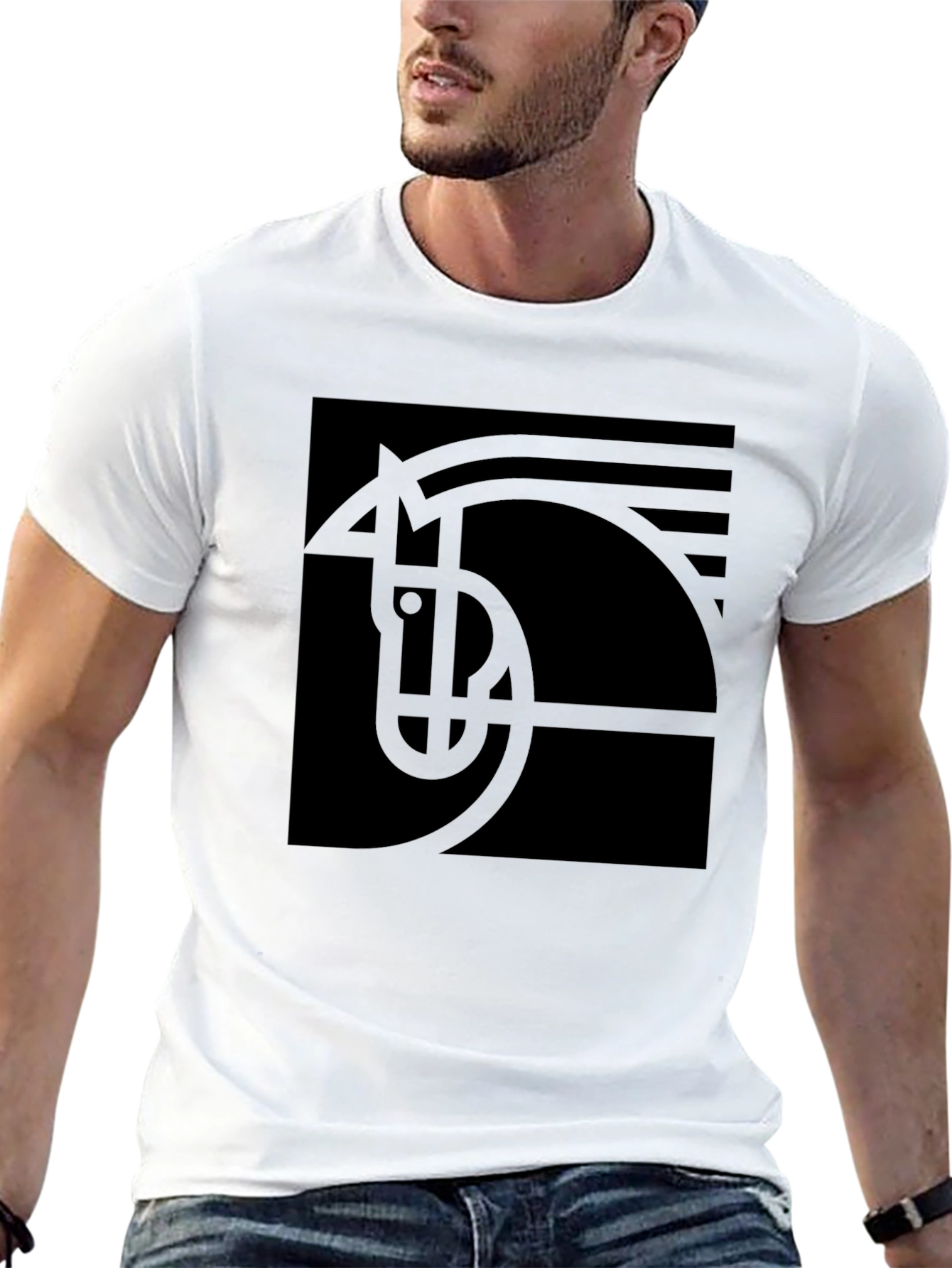 Abstract Horse Graphic Black T-Shirt