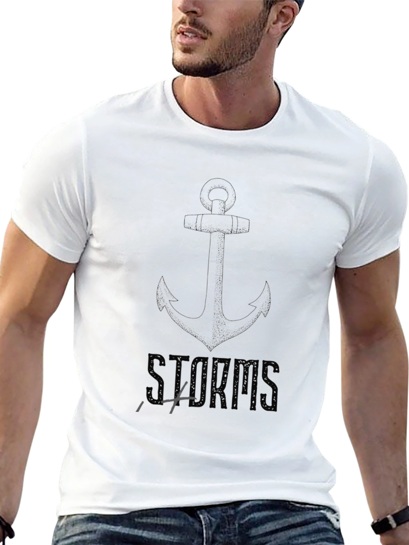 Storms Anchor Graphic Print Black T-Shirt